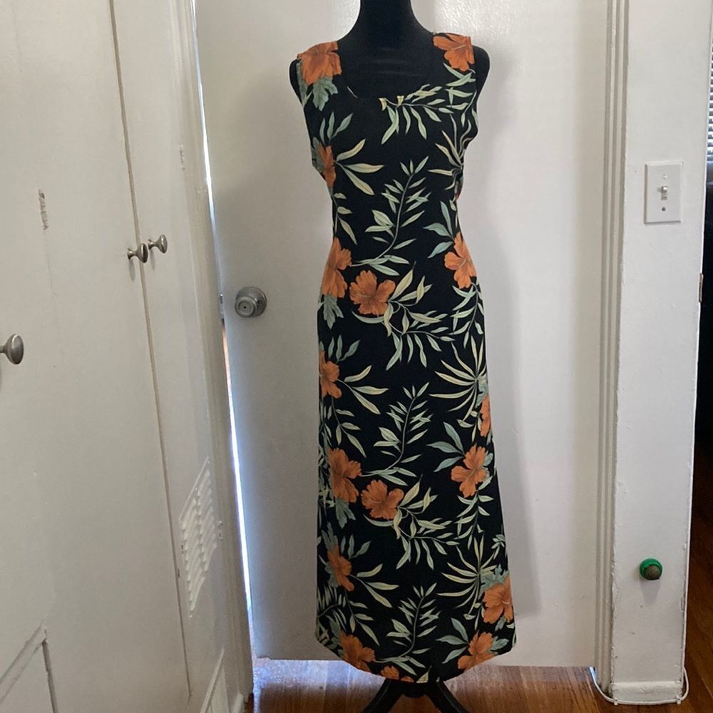 Vintage tropical print maxi dress